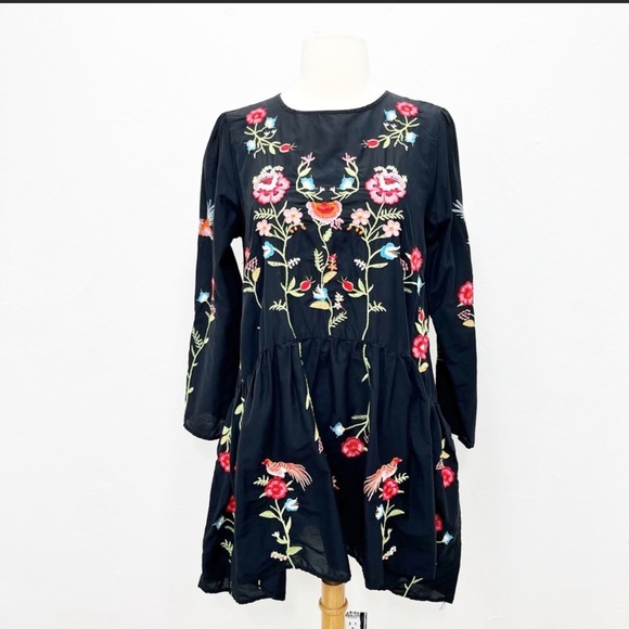 Zara Dresses Zara Black Floral Embroidery Dress Poshmark